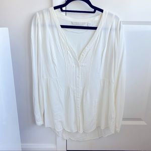LC Long Sleeve Blouse Button Up in Cream Off White
